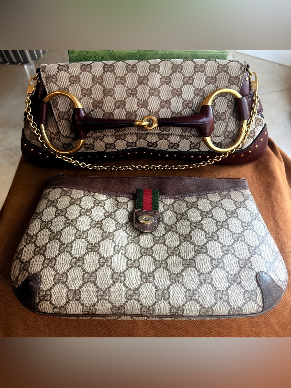 Last day sale GUCCI GG Supreme Coated Canvas w Sherry Web  Convertible Bag  VGVC - Picture 11 of 16